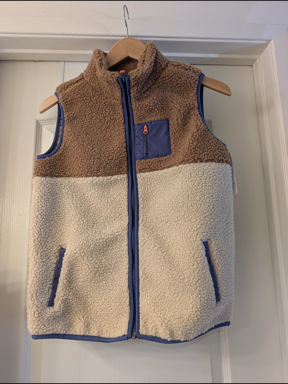 Carter's Tan Sherpa-Lined Jacket with Blue Zipper